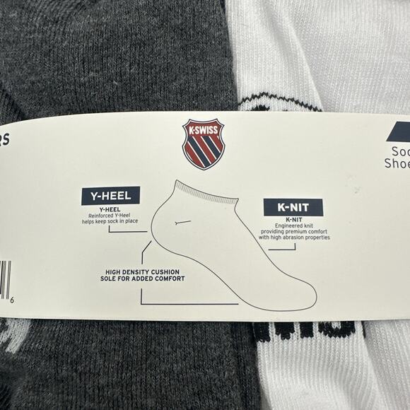 K-Swiss Low Cut Socks Mens Size 10-13 Fits Shoe Size 6-12.5 Pack of 6 Pairs - Picture 4 of 8